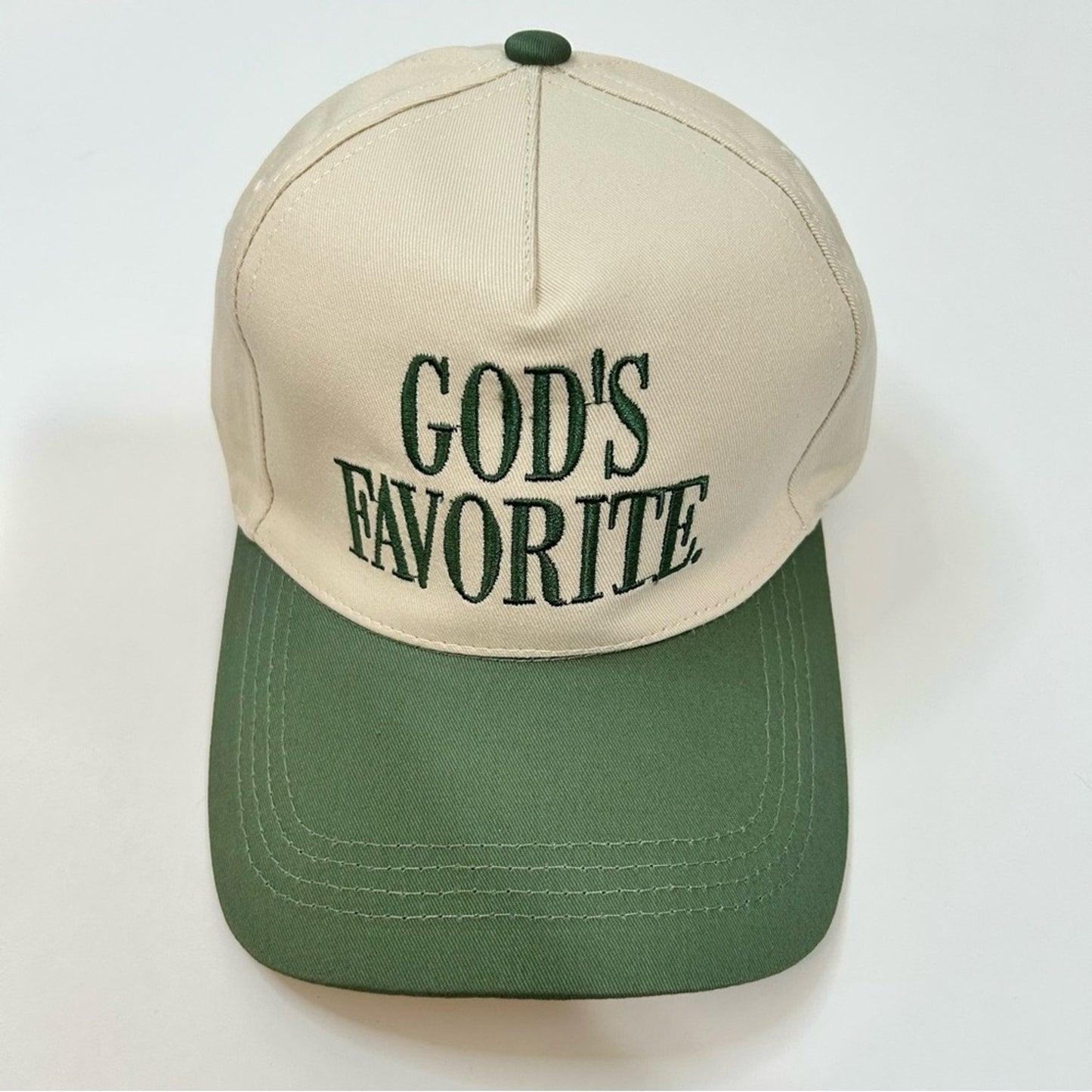 God’s Favorite Women’s Two Tone Canvas Cotton Baseball Hat Cap Tan Green New