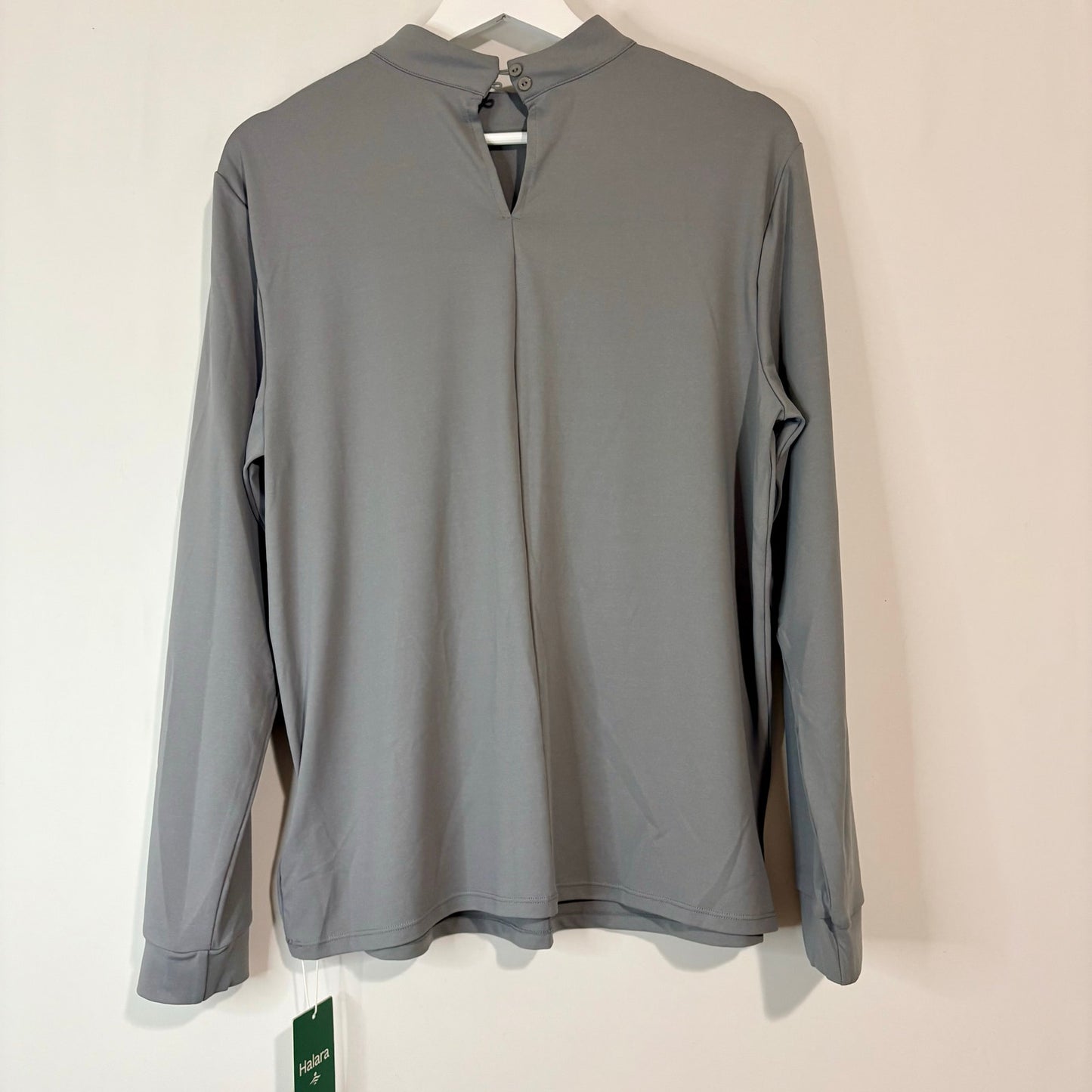 Halara Women’s Stand Collar Long Sleeve Work Blouse Ultimate Grey Medium NWT