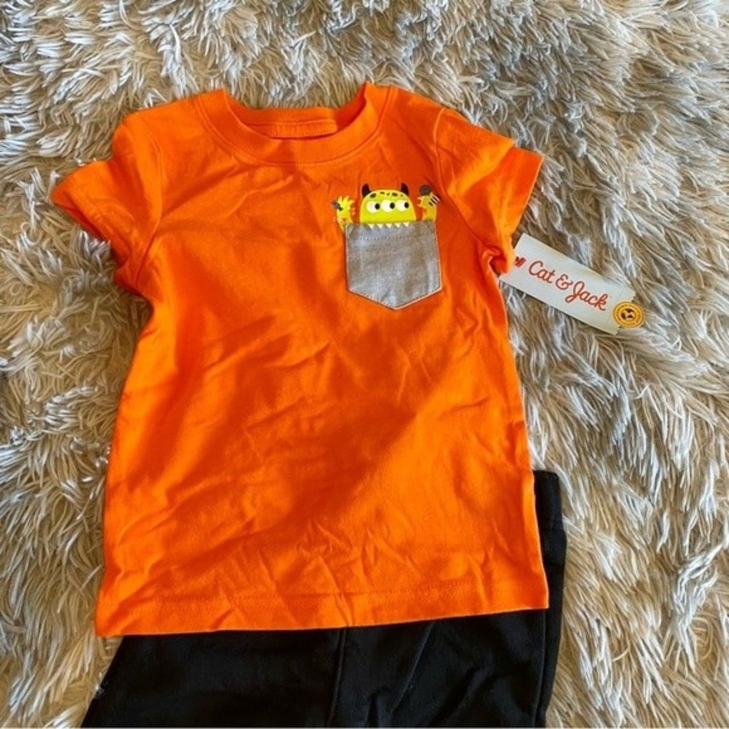 Cat & Jack Toddler Monster Halloween Outfit Orange & Black NWT