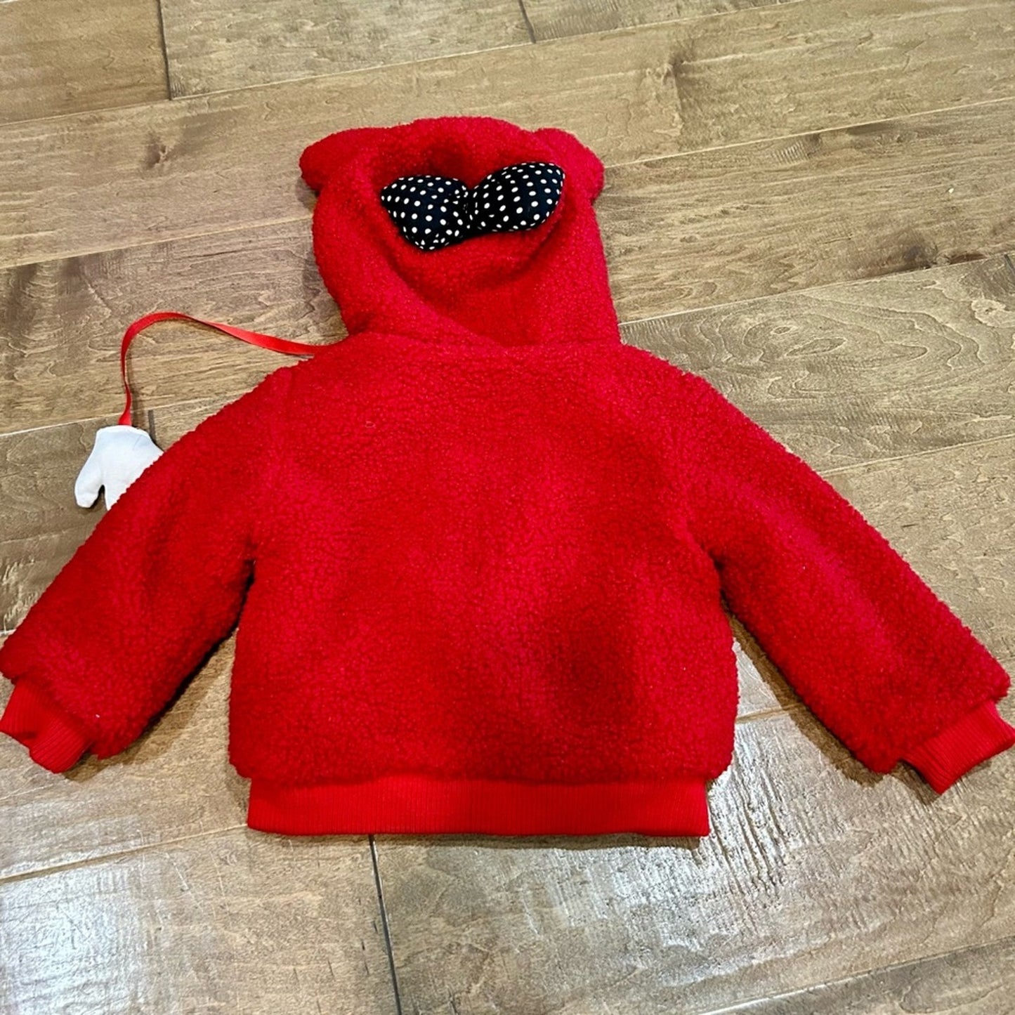 H.Z.M. Girls Minnie Mouse Sherpa Hooded Jacket Red Size 6 EUC Cute Girly Cozy