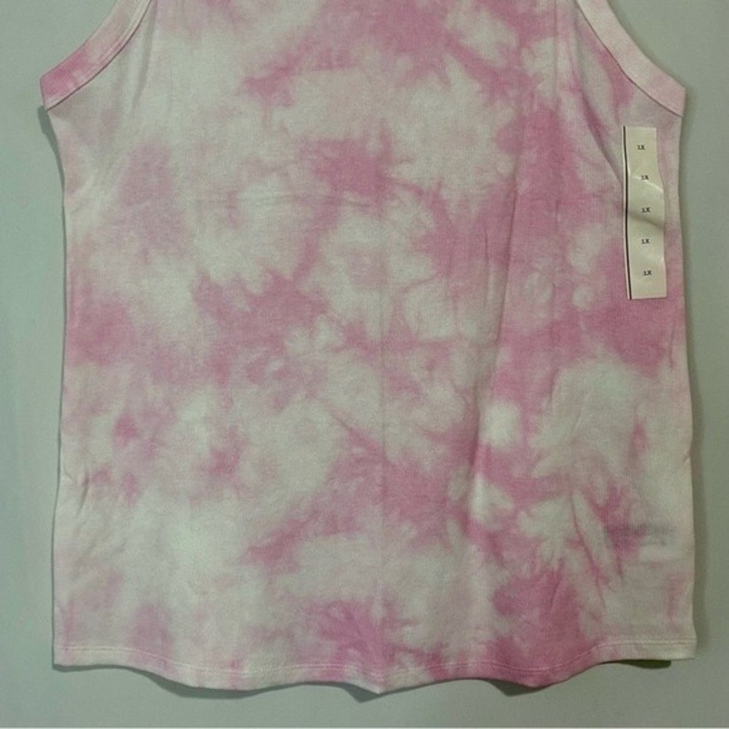 A New Day Women’s Plus Sized Basic Ribbed Tank Top Pink Tie Dye NWT