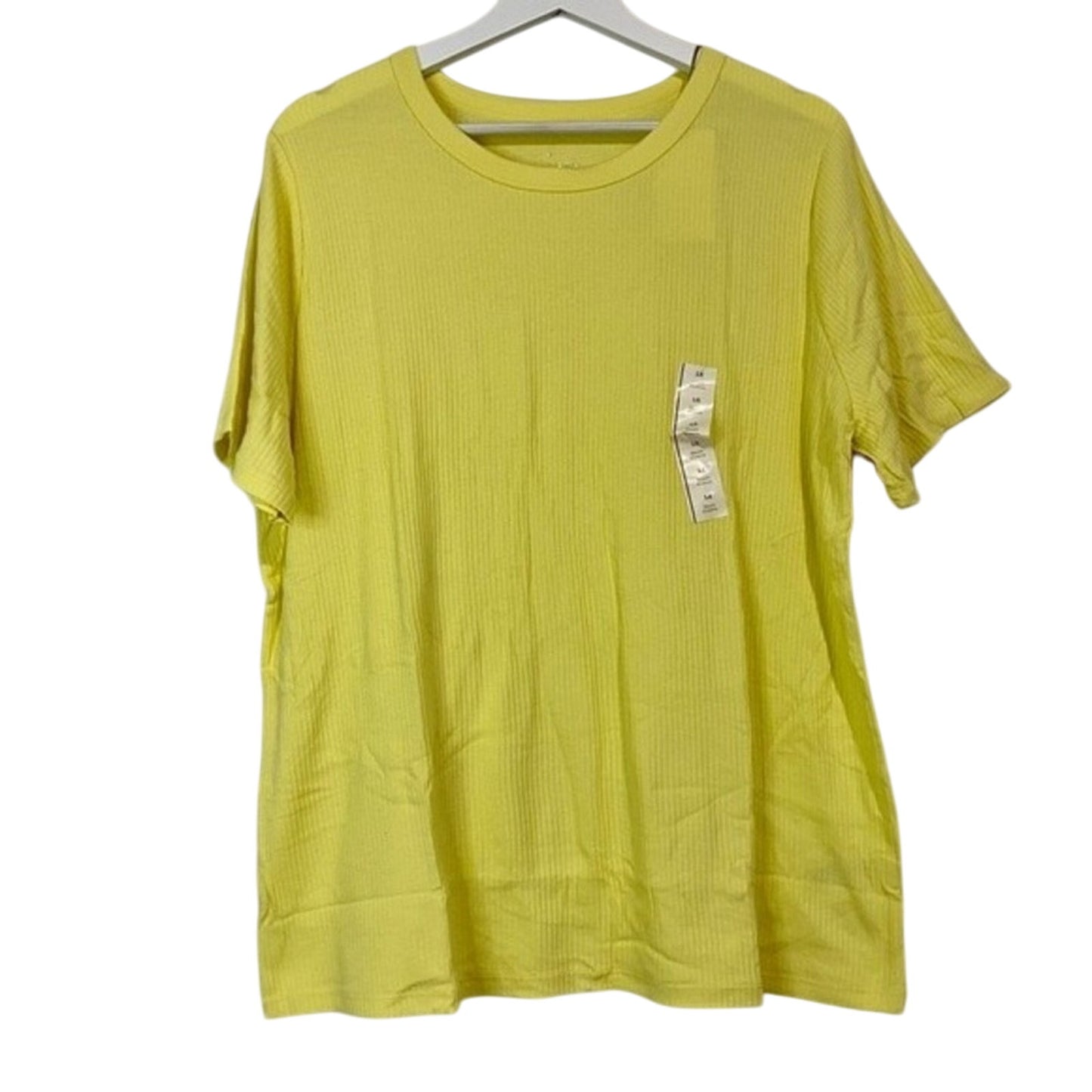 A New Day Women’s Plus Size Round Neck Ribbed Short Sleeve T Saffron Yellow NWT