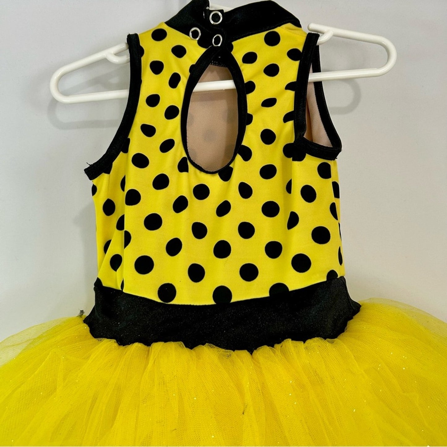 Weissman Girls Bumble Bee Polkadot Leotard Dance Costume Yellow Black XS EUC