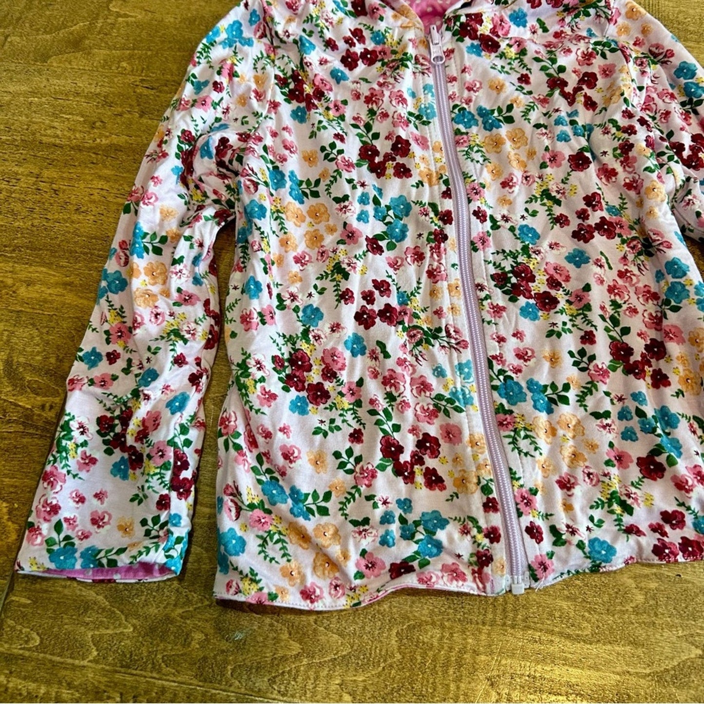 Posh Peanut Girls Long Sleeve Eloise Floral Polka Dot Jacket Purple Size 2T EUC