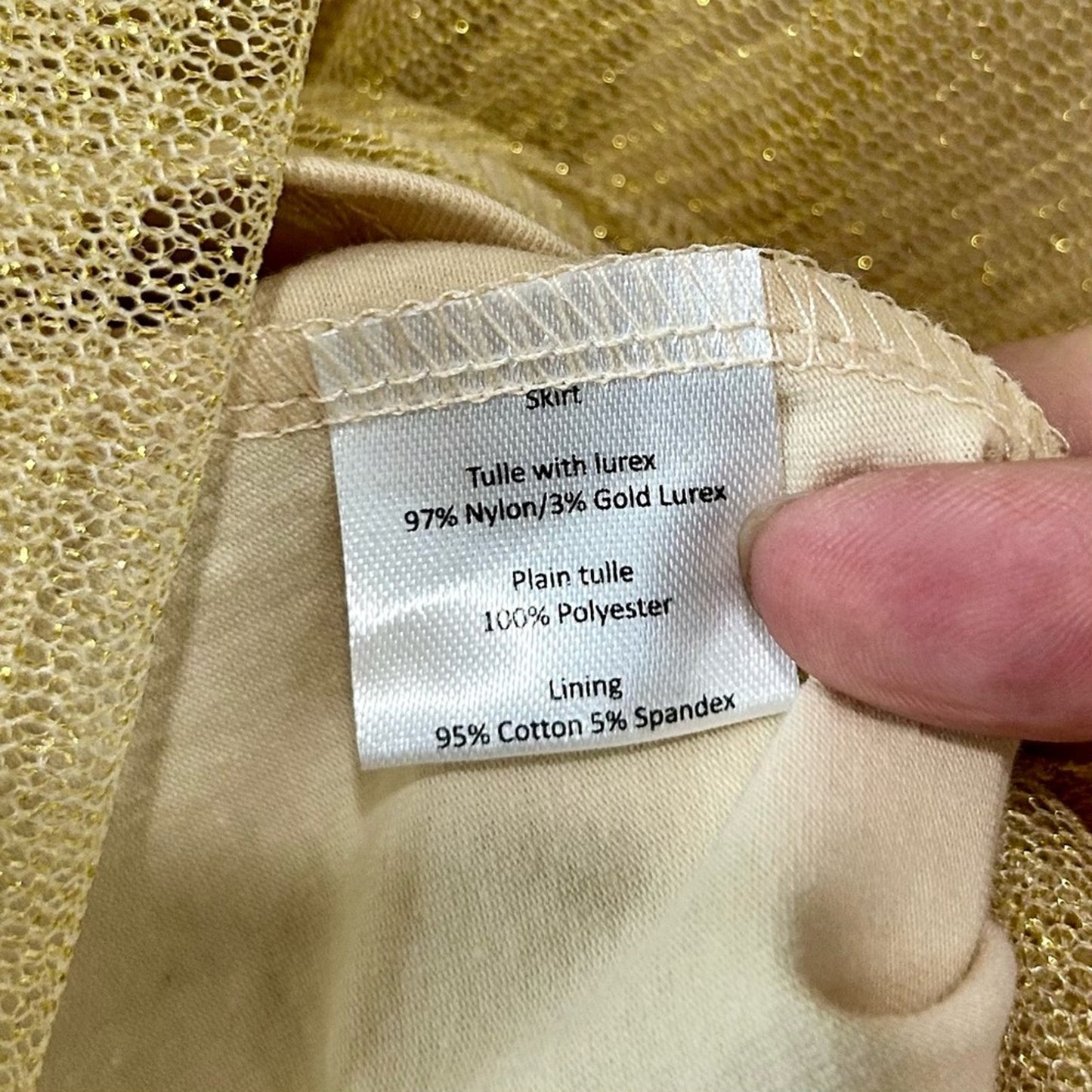 Ele Story Women’s Shimmer Tulle Lined Midi Skirt Gold Size Small EUC Girly Flowy