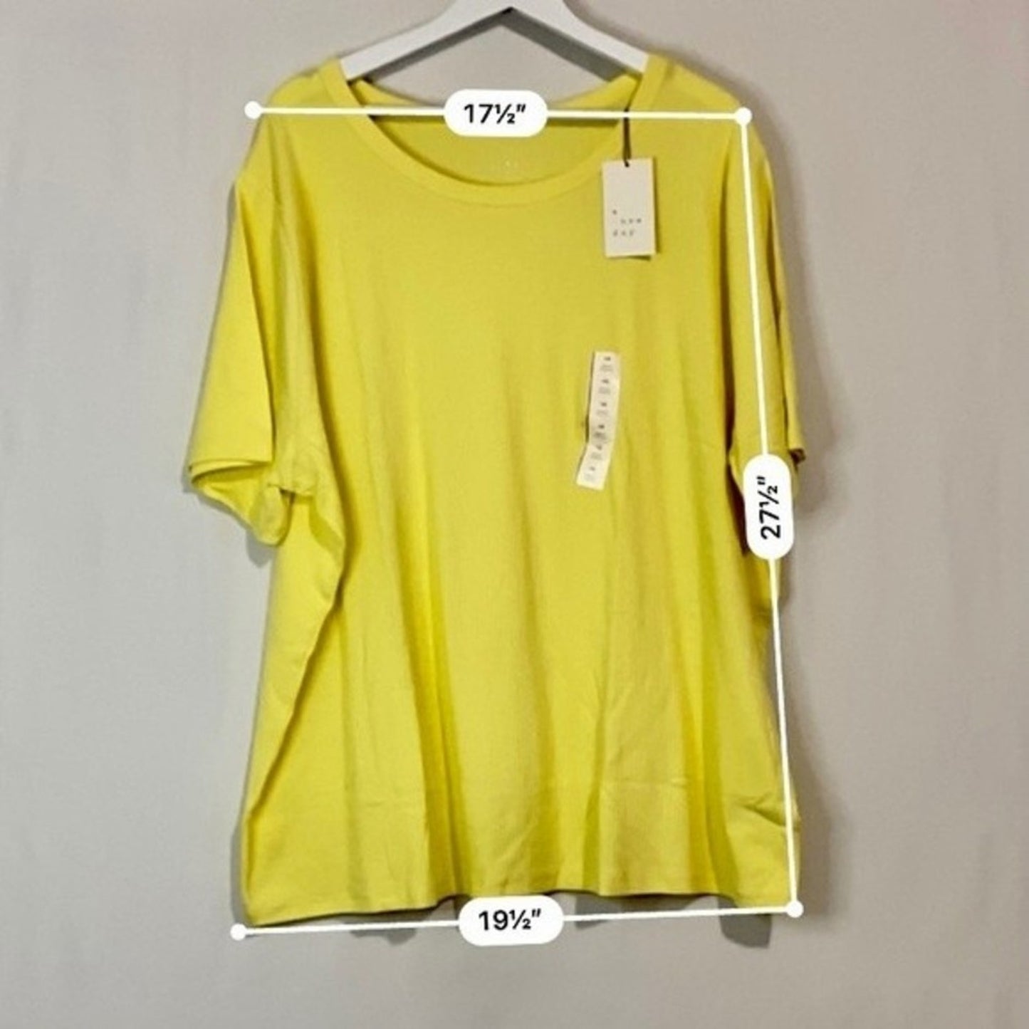 A New Day Women’s Plus Size Round Neck Ribbed Short Sleeve T Saffron Yellow NWT