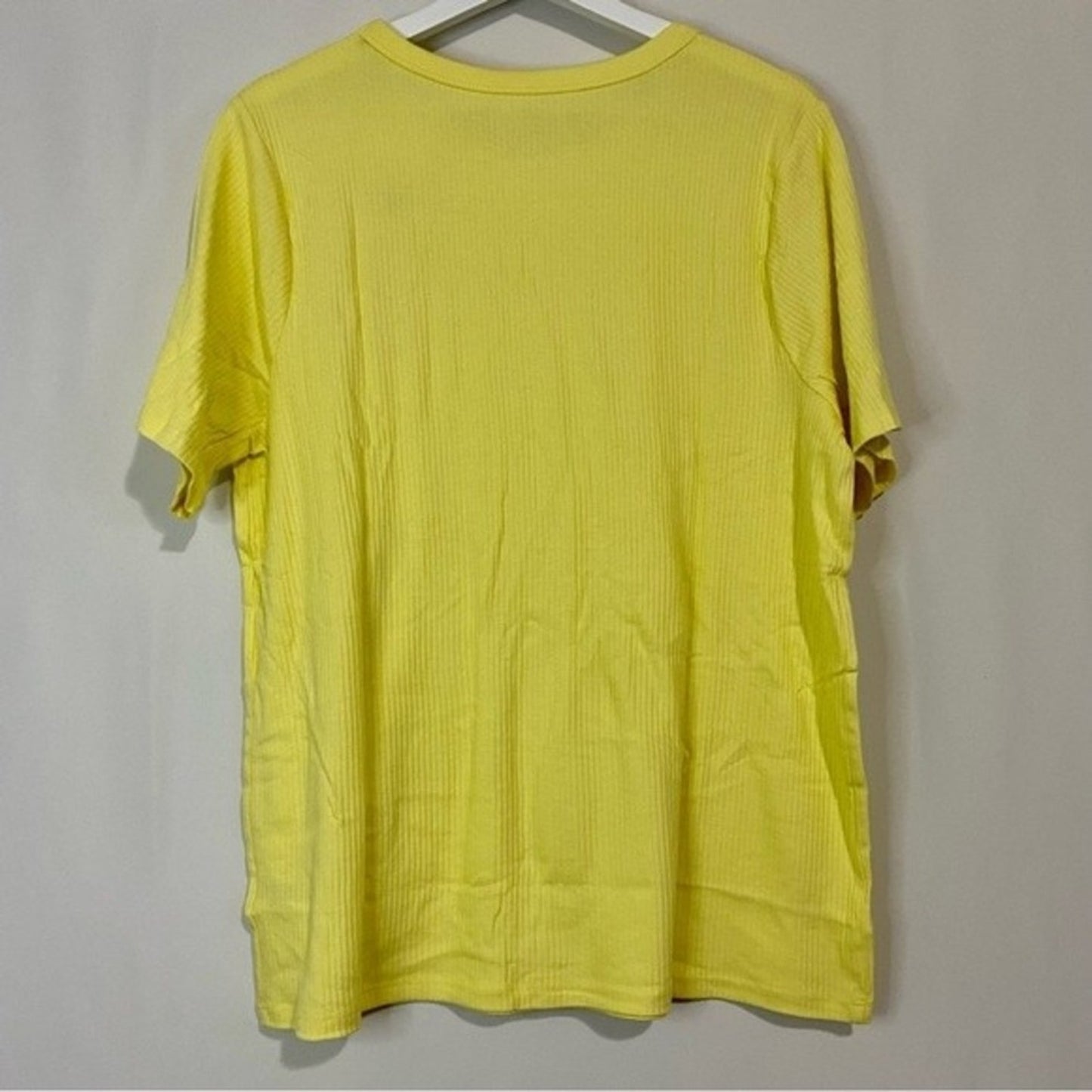 A New Day Women’s Plus Size Round Neck Ribbed Short Sleeve T Saffron Yellow NWT