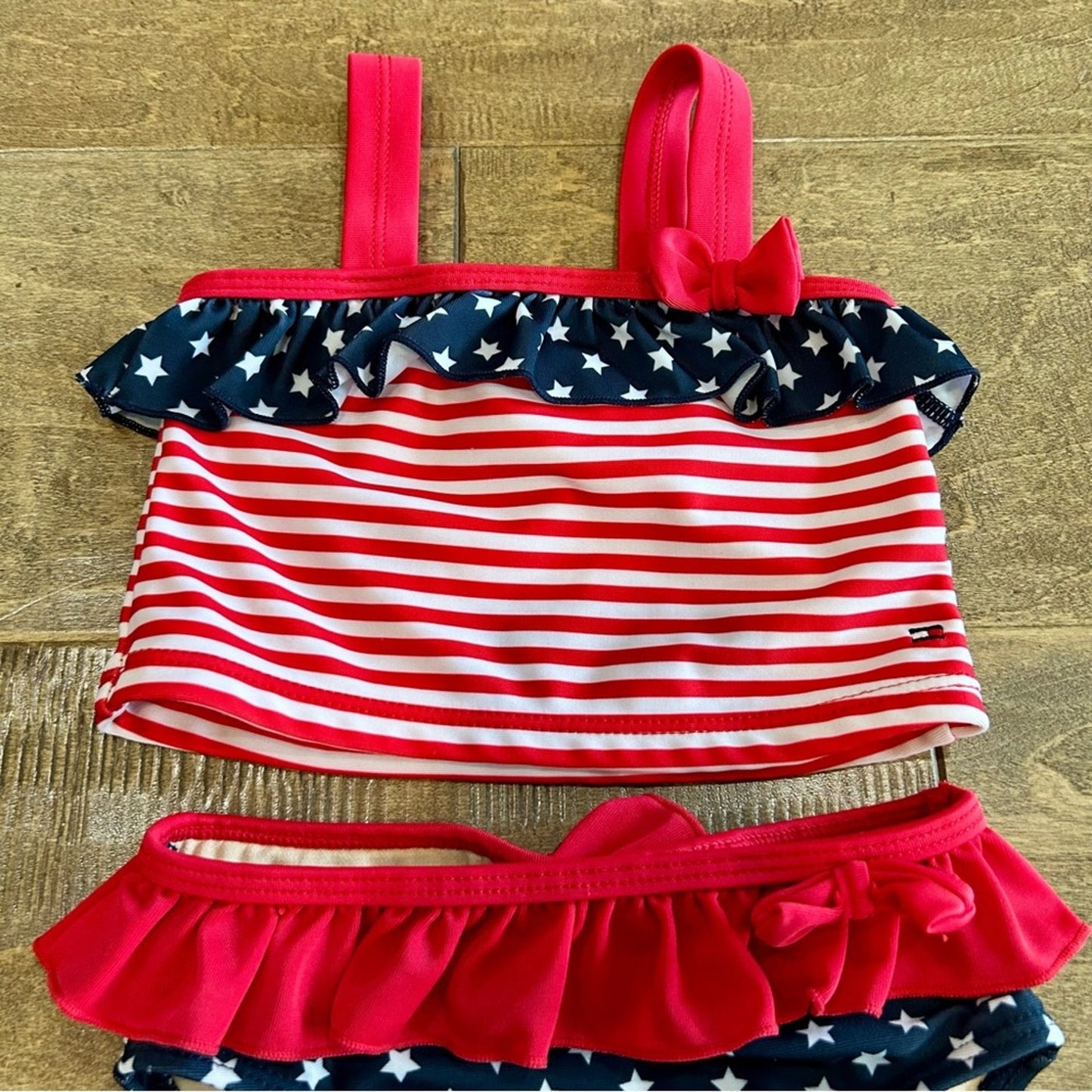 Tommy Hilfiger Toddler Girls Stars & Stripes Two Piece Swimsuit Red Blue 18 M