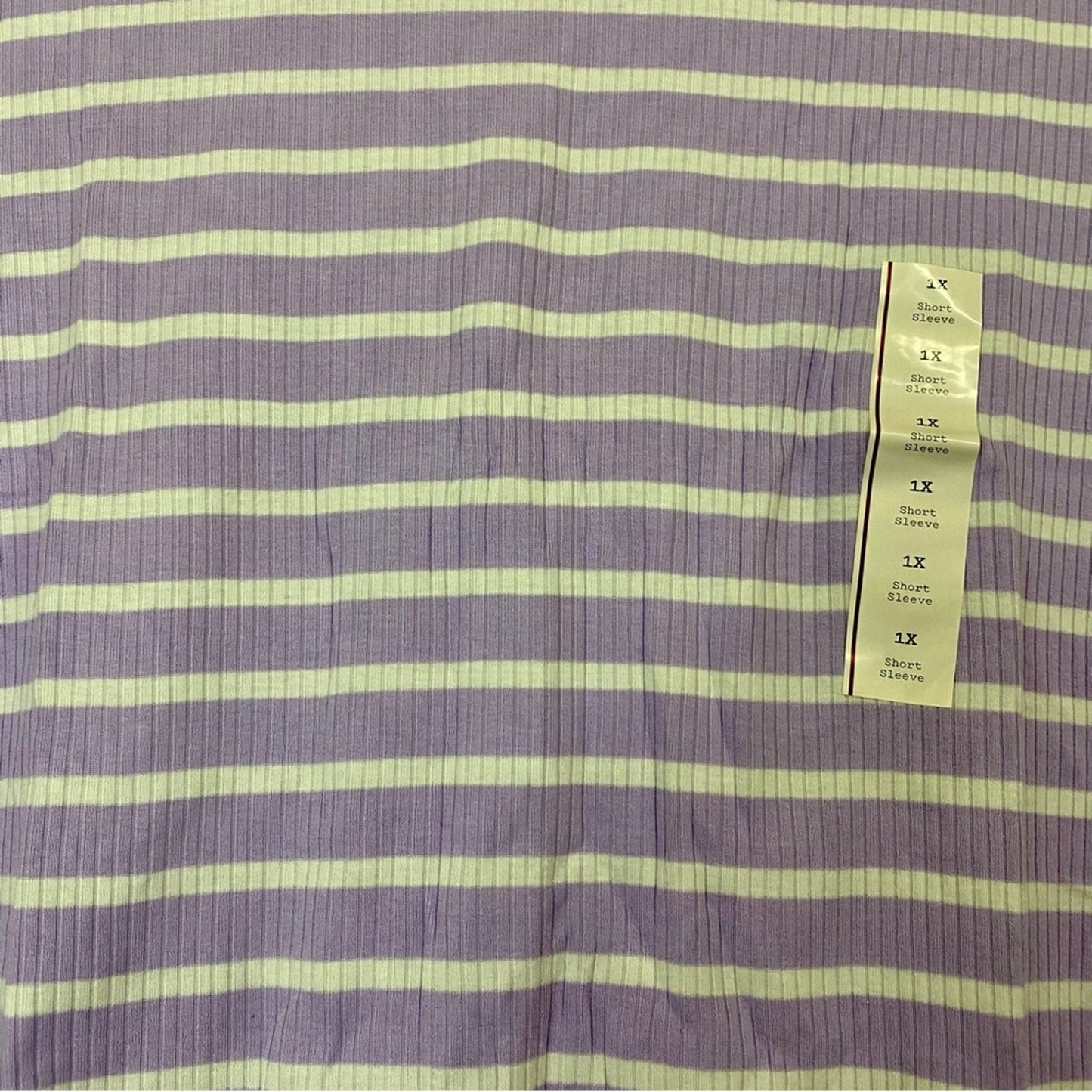 A New Day Women’s Round Neck Ribbed Short Sleeve Tee Purple & White Stripe NWT