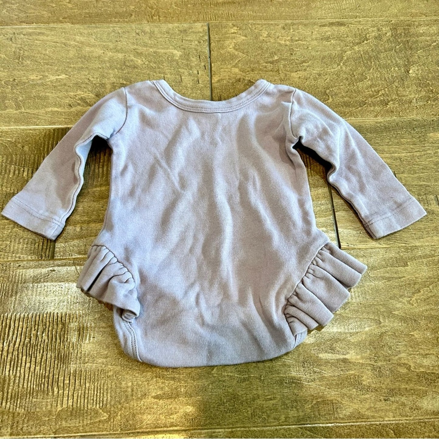 Kate Quinn Infant Girls Long Sleeve Organic Cotton Ruffle Bubble Onesie 3-6 M