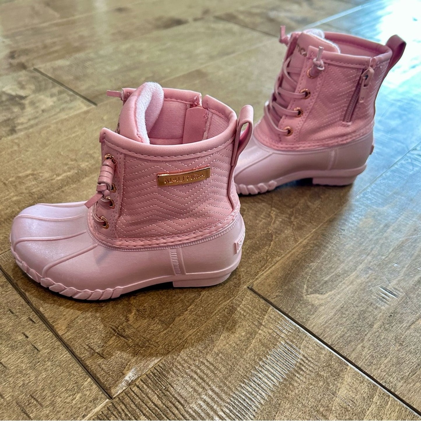 Nautica Girls Truett Toddler Duck Boots Pink Shimmer Size 8 NEW Cute Girly Fall