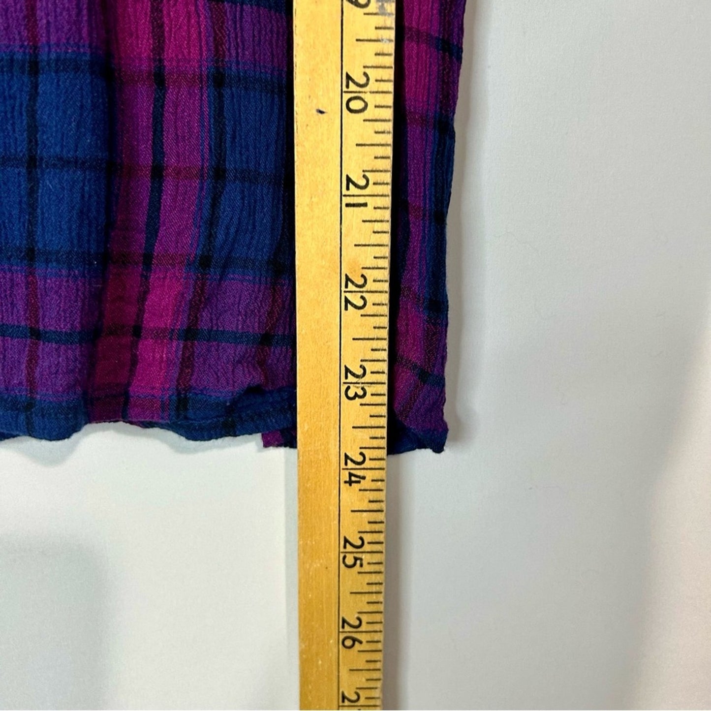 Knox Rose Women’s Sleeveless Plaid Flowy Top Blue Purple Size Medium EUC Girly