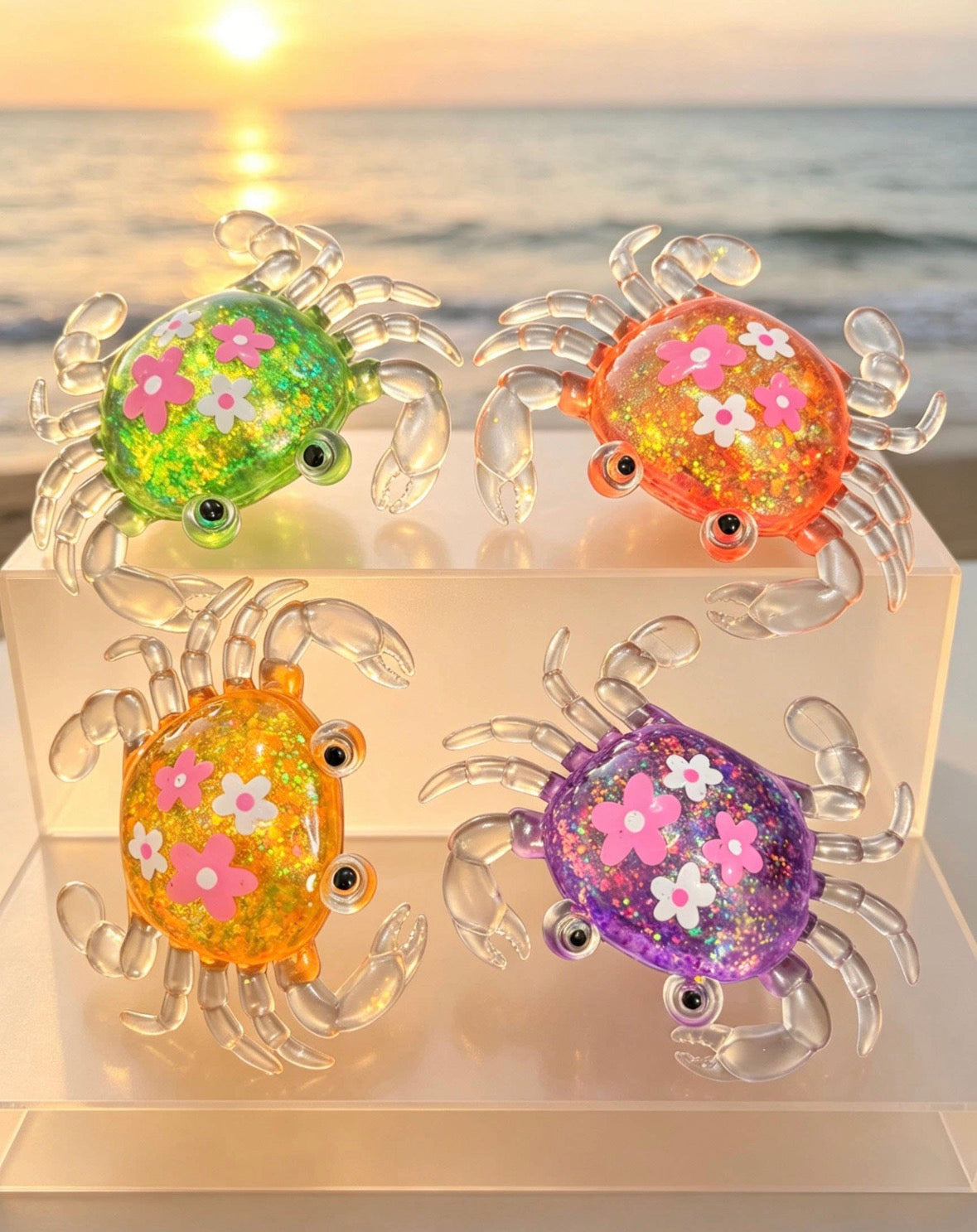 Pink Glitter Maltose Crab Squishy