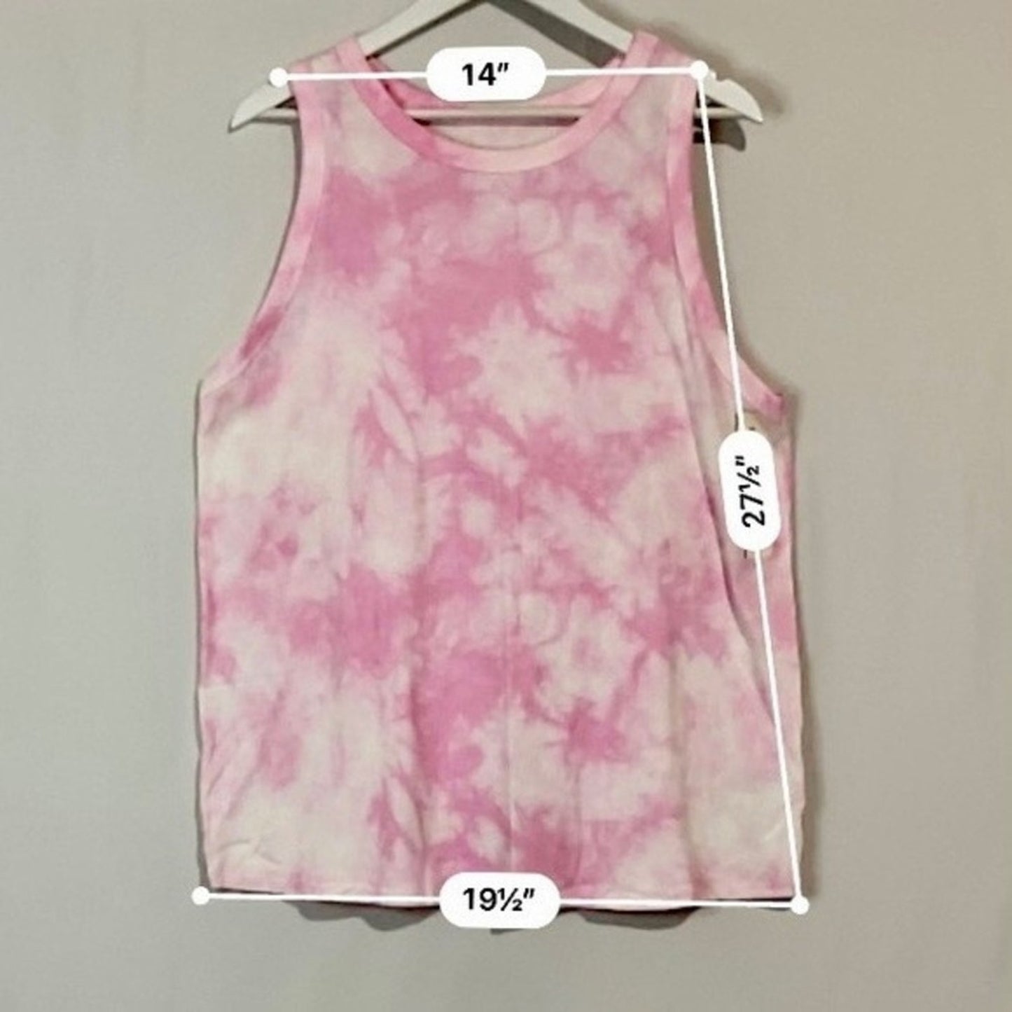 A New Day Women’s Plus Sized Basic Ribbed Tank Top Pink Tie Dye NWT