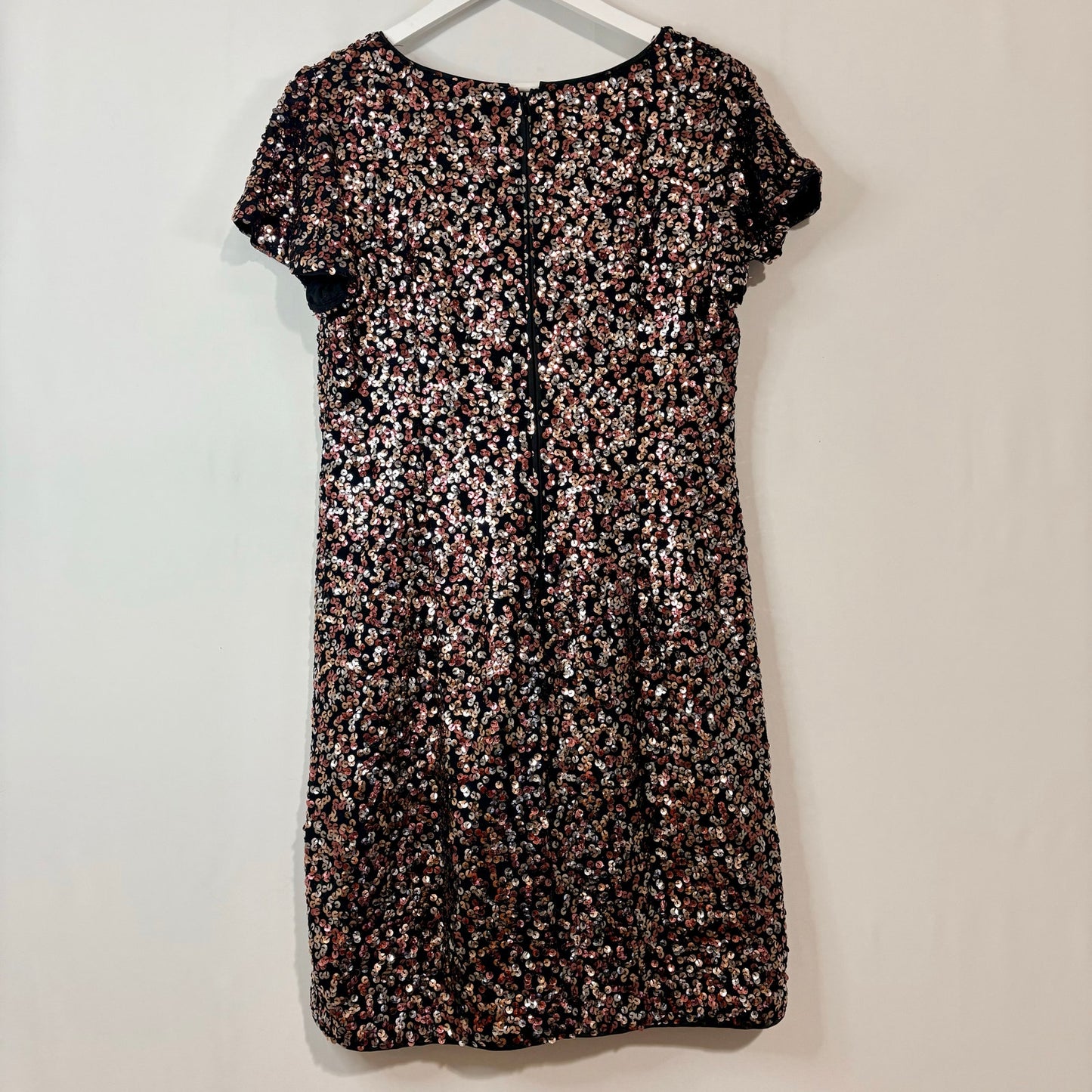 Vince Camuto Sequin Cocktail Party Dress Black Pink Silver Sparkle Size 8 EUC