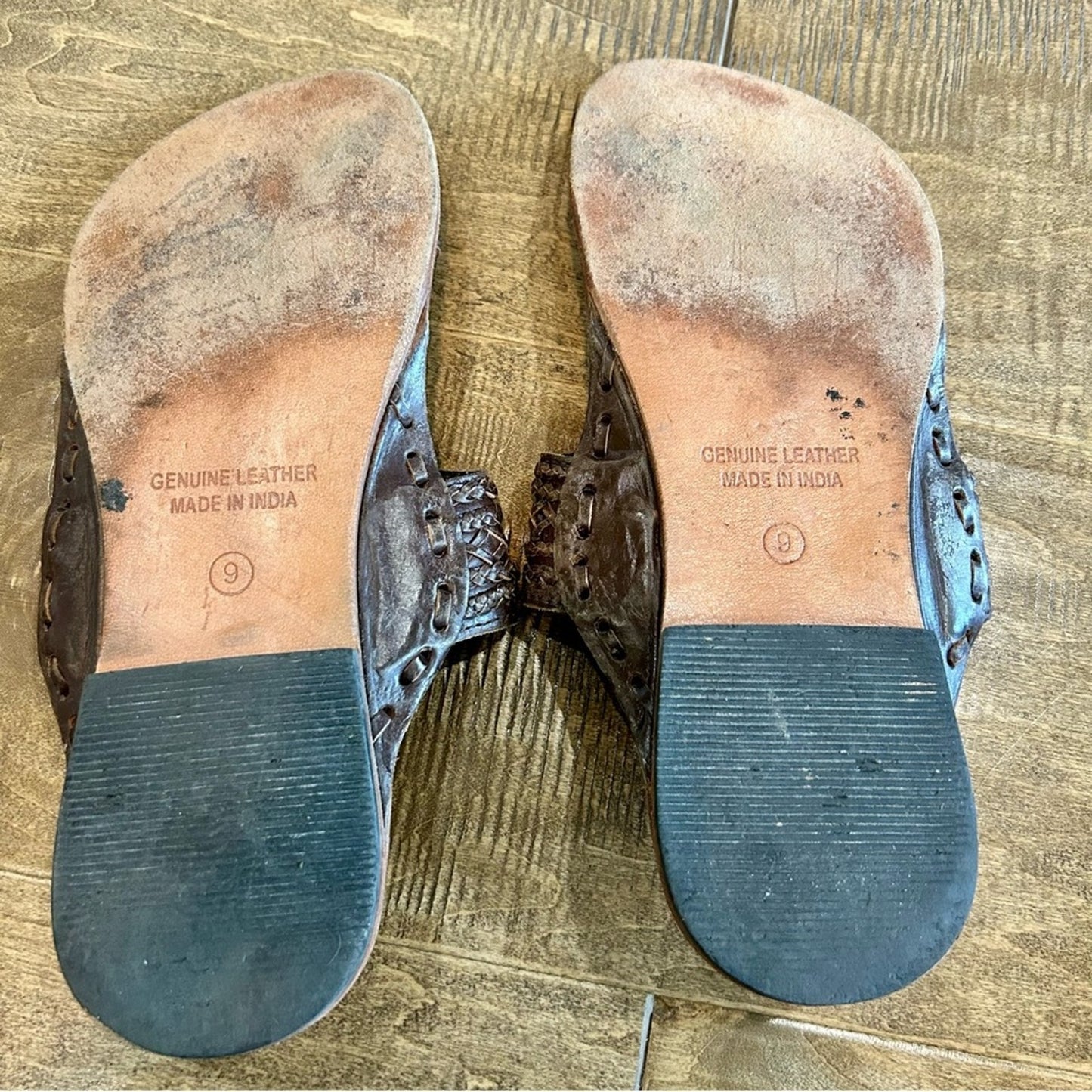 Women’s Leather Woven Detail Sandals Brown Size 9 EUC Girly Summer Intricate