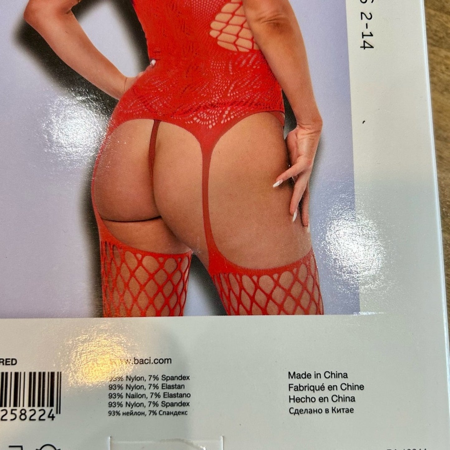 Baci Women’s Corset Front Suspender Fishnet Bodystocking Lingerie Red New