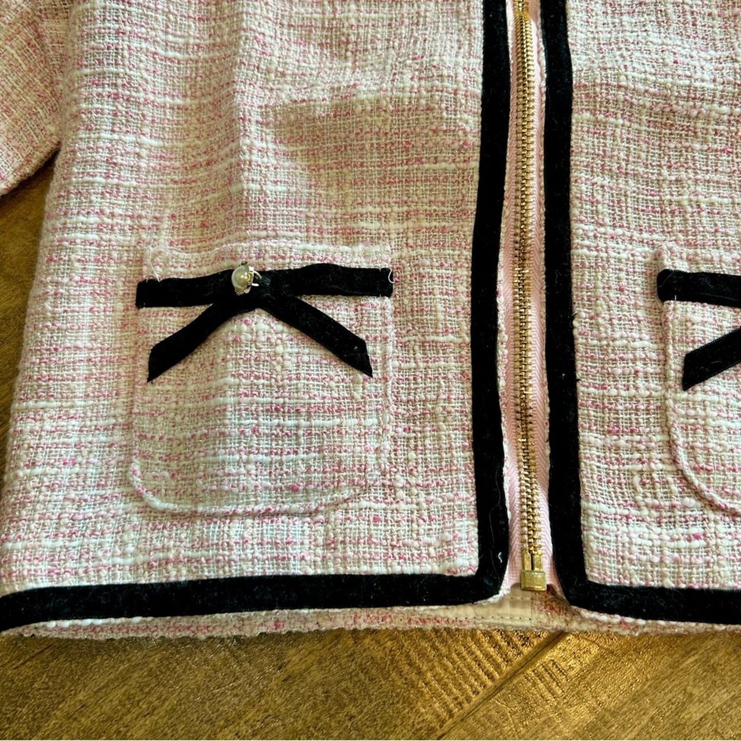 Love & Grow Girls Coco Zip Up Bow Detail Jacket Pink Black Size 4T NWT Classic