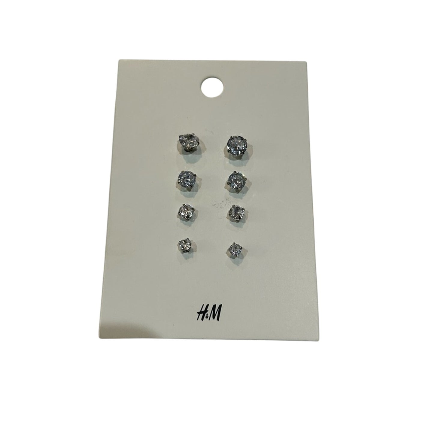 H&M Women’s 4 Pairs Silver Rhinestone Studs NWT Cute Girly Sparkle Trendy