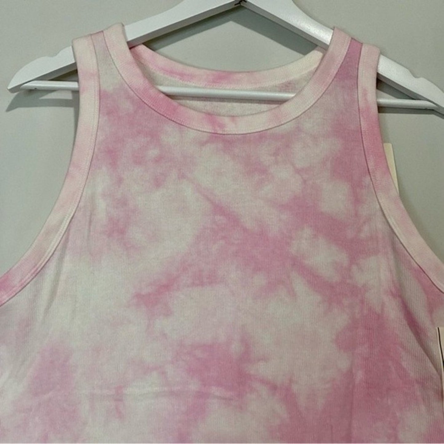 A New Day Women’s Plus Sized Basic Ribbed Tank Top Pink Tie Dye NWT