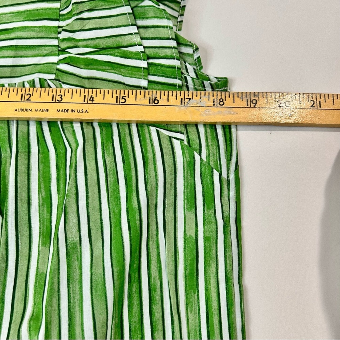 Loft Women’s Ruffle Sleeve Striped Blouse Green White Size XS NWT Workwear Girly