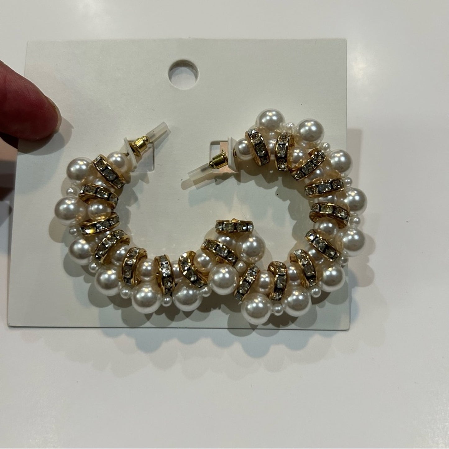 H&M Women’s Gold Silver Pearl Sparkle Cluster Hoop Earrings NWT Cute Girly Style