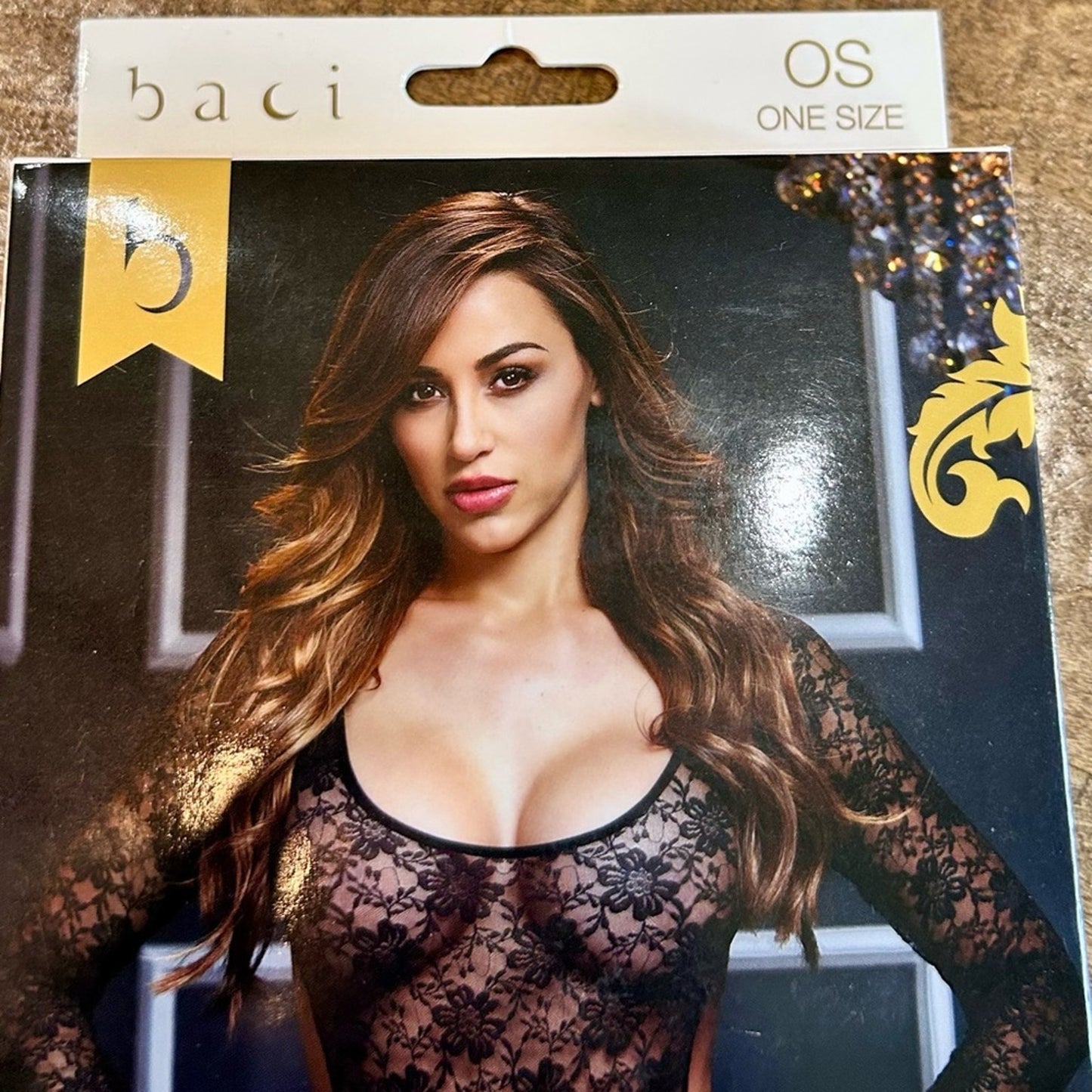 Baci White Label Women’s Long Sleeve Lace Bodysuit Lingerie Black New in Package