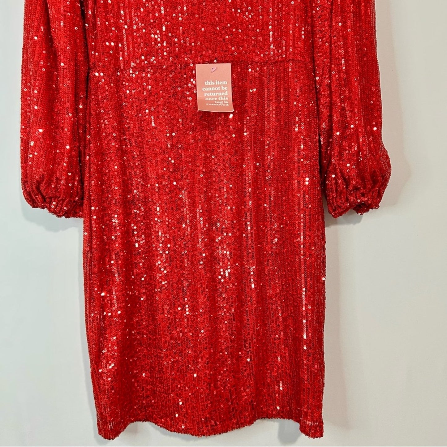 Ivy City Co Women’s Sequin Holiday Midi Dress Red Size Medium NWT Girly Party