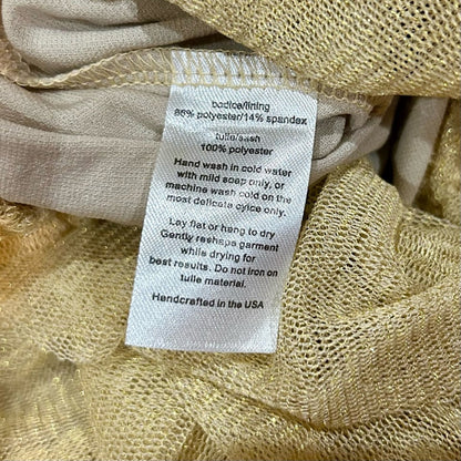 EleStory Girls Sleeveless Floral Sequin Mesh Tulle Dress Tan Gold Size 4T EUC