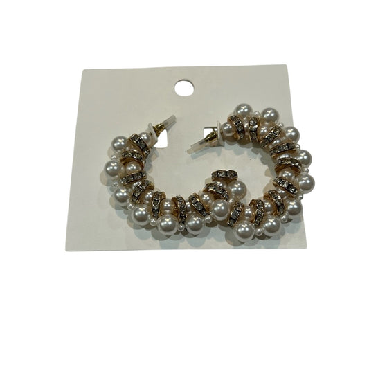 H&M Women’s Gold Silver Pearl Sparkle Cluster Hoop Earrings NWT Cute Girly Style