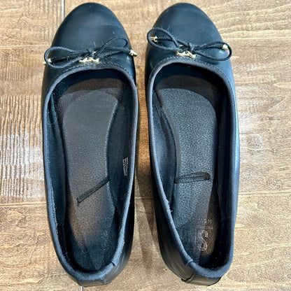 Women’s Ballet Flats with Tie with Gold Detail Black Size 8 EUC Girly Feminine