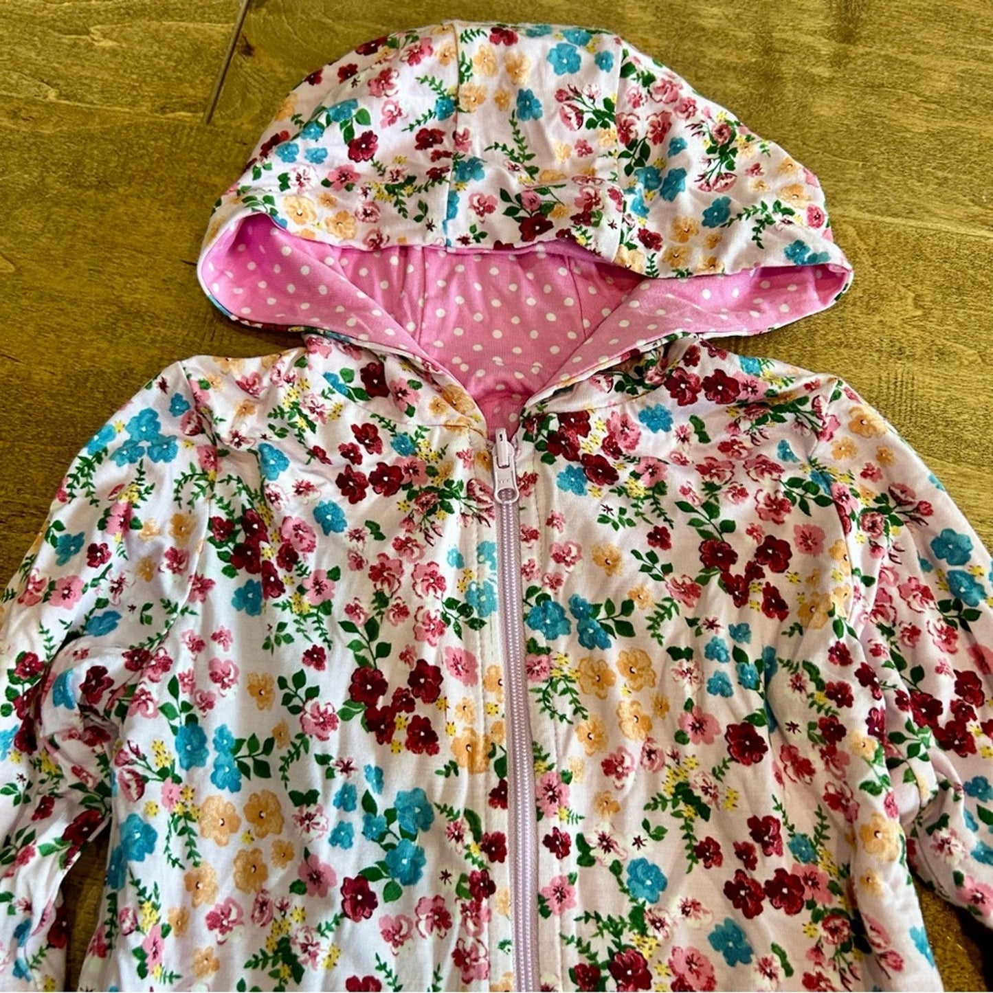 Posh Peanut Girls Long Sleeve Eloise Floral Polka Dot Jacket Purple Size 2T EUC