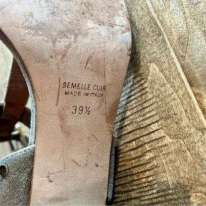 Laurence Dacade Paris Women’s Studded Suede Sandals Tan Size 9.5 EUC Feminine