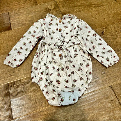 SweetHoney Girls Long Sleeve Floral Print Bubble Romper White Size 2T NWT Girly
