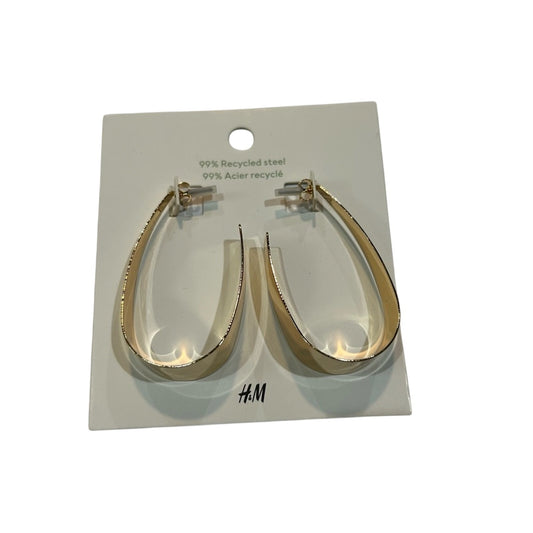 H&M Women’s Yellow Gold Tapered Oval Open Earrings Recycled Steel NWT Cute Girly