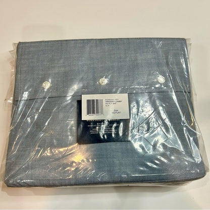 Ralph Lauren Home Workshirt Chambray King Size Flat Sheet Blue New in Package