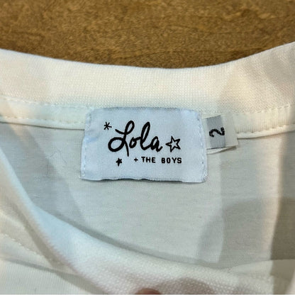 Lola + The Boys Girls Best Friends Heart T-Shirt White Pink Size 2 EUC Girly