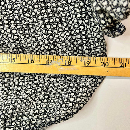 Max Studio Women’s 3/4 Sleeve Half Button Blouse Black White Print Size XS Sheer Lightweight Polyester