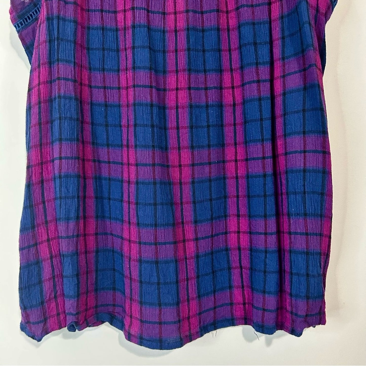 Knox Rose Women’s Sleeveless Plaid Flowy Top Blue Purple Size Medium EUC Girly