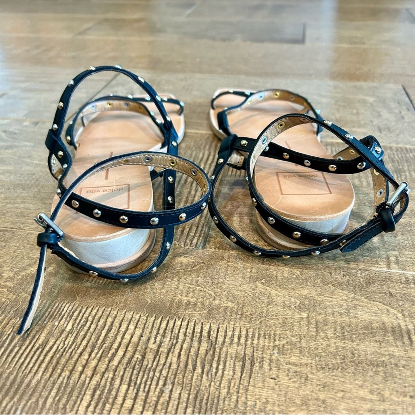 Dolce Vita Women’s Rozie Strappy Studded Sandals Black Size 8 EUC Gladiator