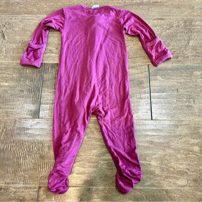 Kate Quinn Infant Girls Long Sleeve Footie Sleeper Raspberry Size 3-6 M EUC Cute
