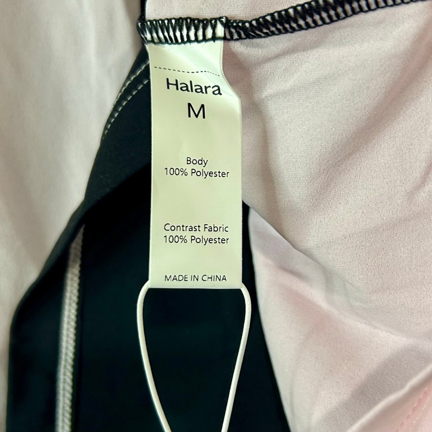 Halara Women’s V-Neck Athletic T-Shirt Pink Black Size Medium NWT Colorblock Polyester