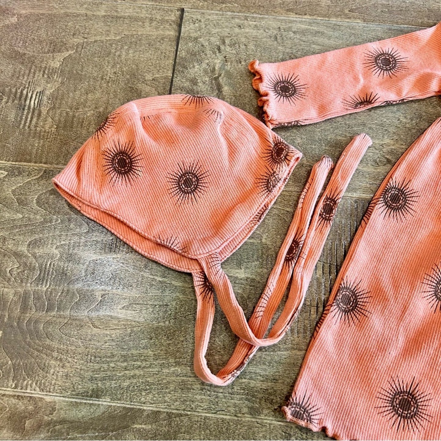Kate Quinn Infant Girls Sun Prairie Dress w/ Headband and Hat Orange 3-6 M NWT