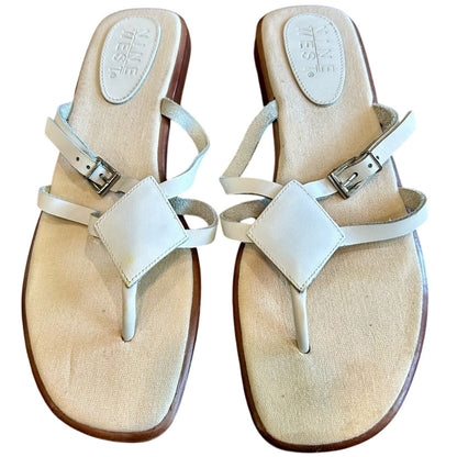 Nine West Women’s Leather Strappy Sandals White Size 9 EUC Summer Girly Outdoor