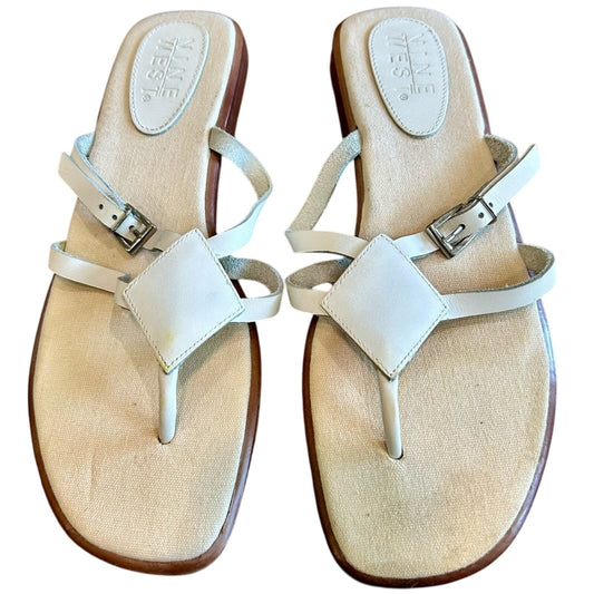 Nine West Women’s Leather Strappy Sandals White Size 9 EUC Summer Girly Outdoor