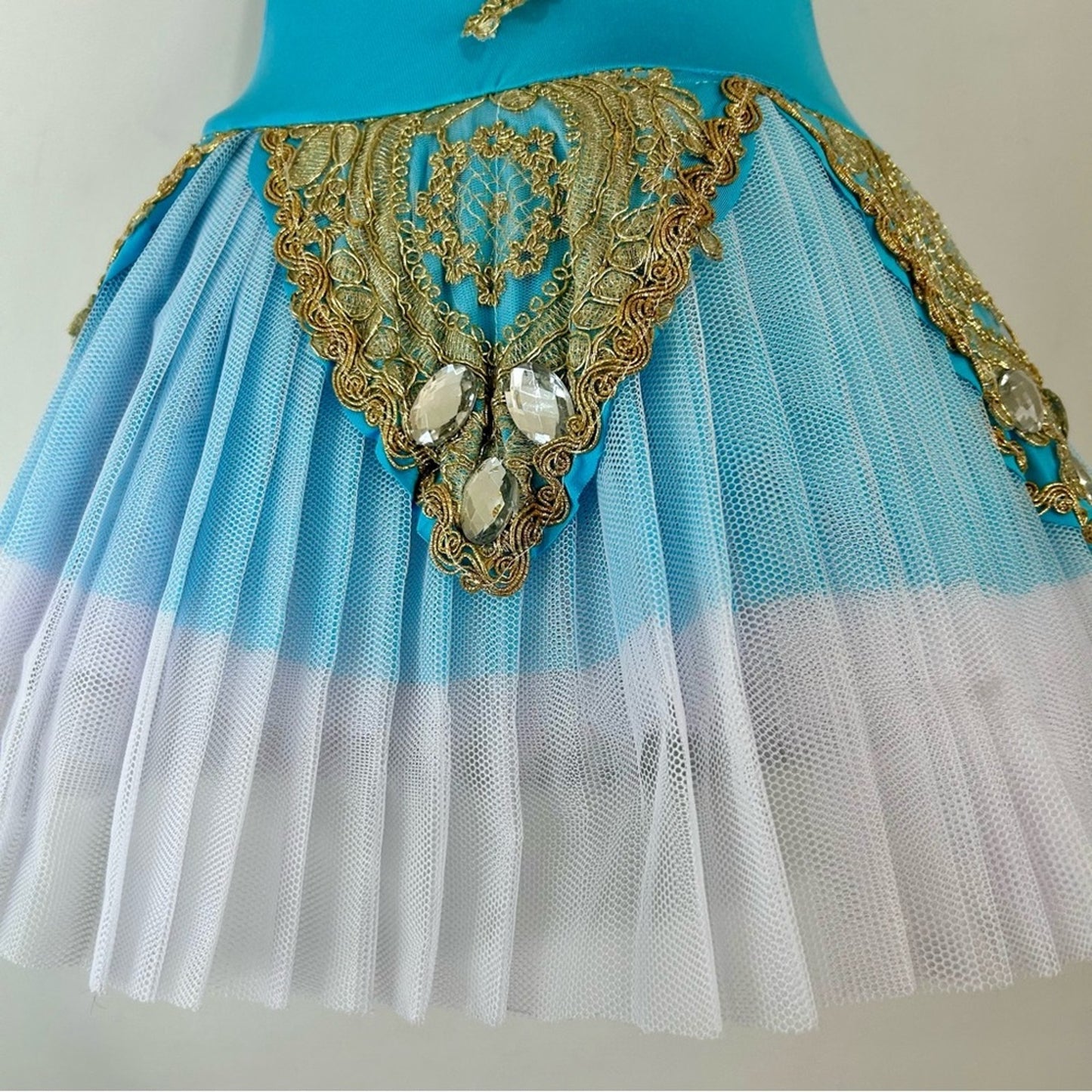 Z&X Girls Camisole Skirted Leotard Ballet Dress Blue Gold Size 5 NWT Girly Cute