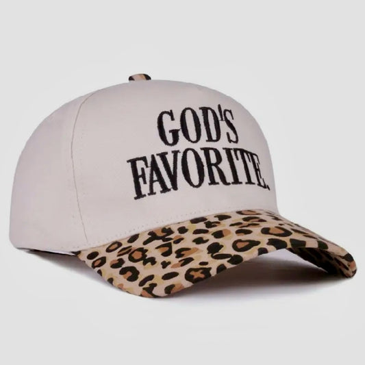 God’s Favorite Women’s Two Tone Canvas Cotton Baseball Hat Cap Leopard Tan New