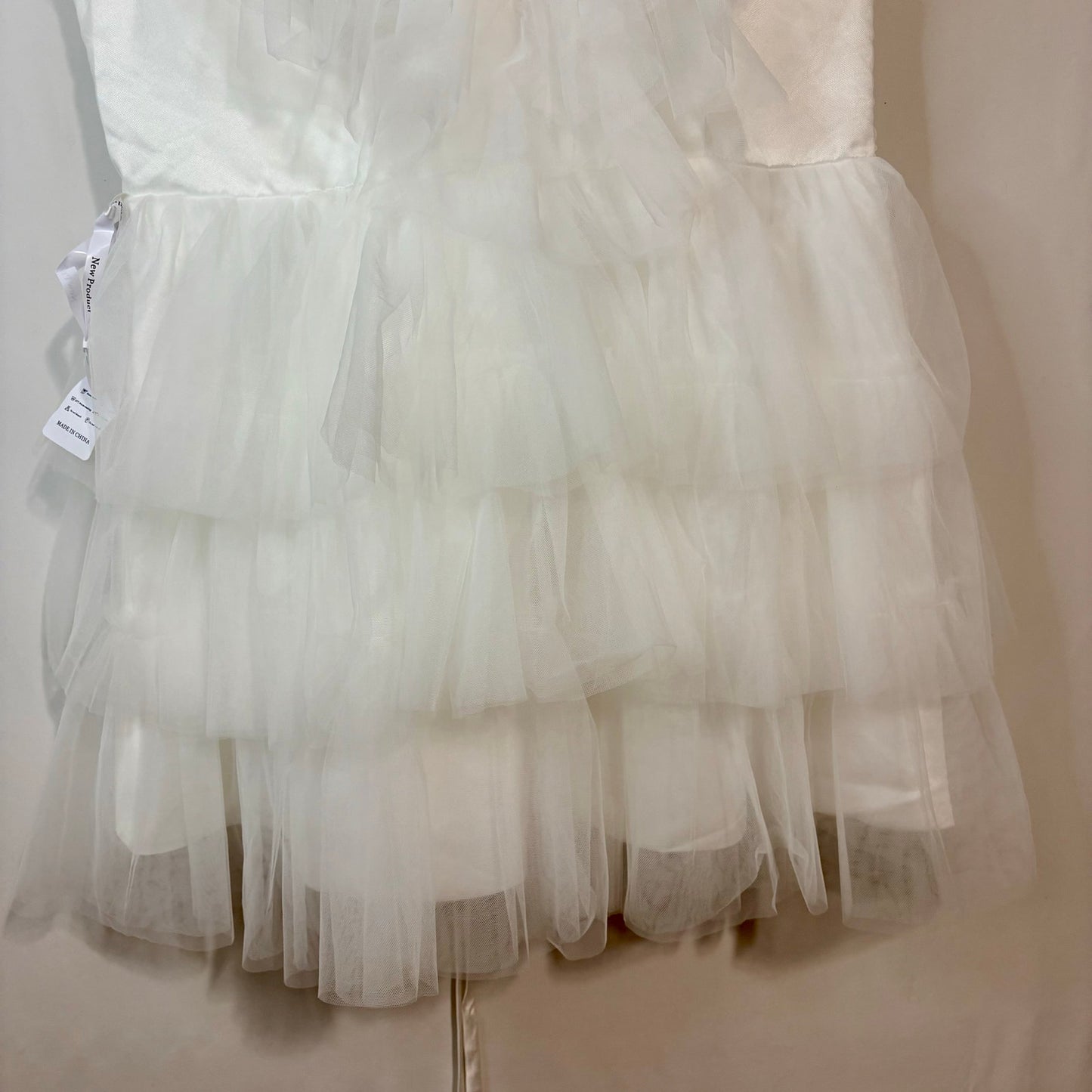 Miss Veil Women’s Layered Tulle Double V Neck Mini Dress White Size XL NWT