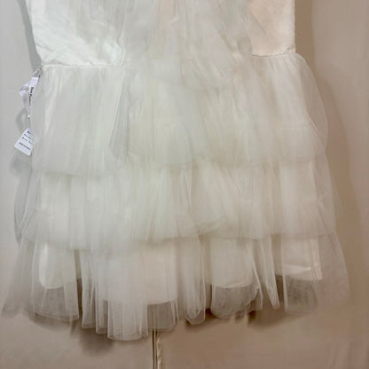 Miss Veil Women’s Layered Tulle Double V Neck Mini Dress White Size XL NWT