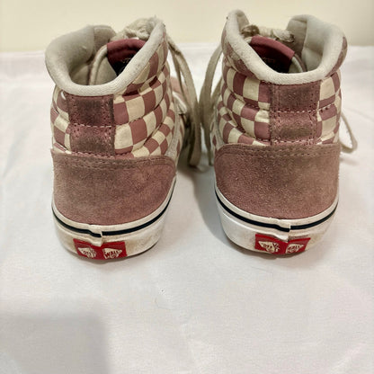 Vans Women’s Sk8-Hi Checkerboard High Top Sneakers Desert Rose True White Size 8 EUC